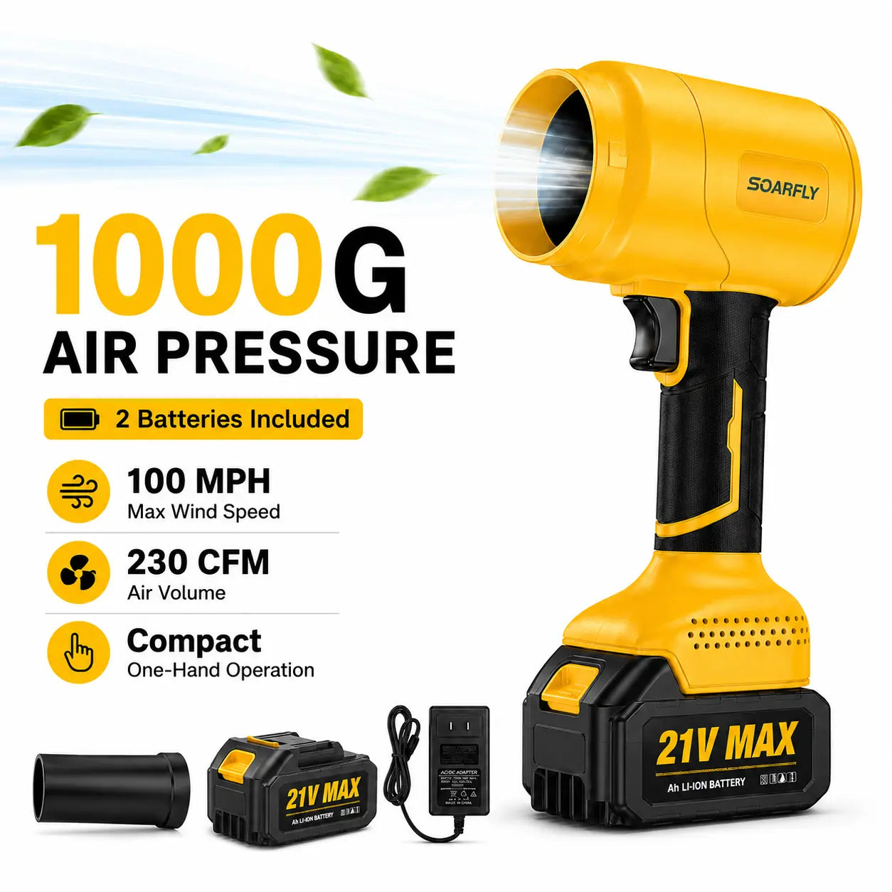 SOARFLY Turbo Jet Blower, Leaf Blower, Violent Turbo Fan, Pure Copper Motor, Car Drying after Wash, Handheld Snow Blower, Cordless Turbo Power Air Duster, Home Improve, Garden Mainte Holiday Gifts