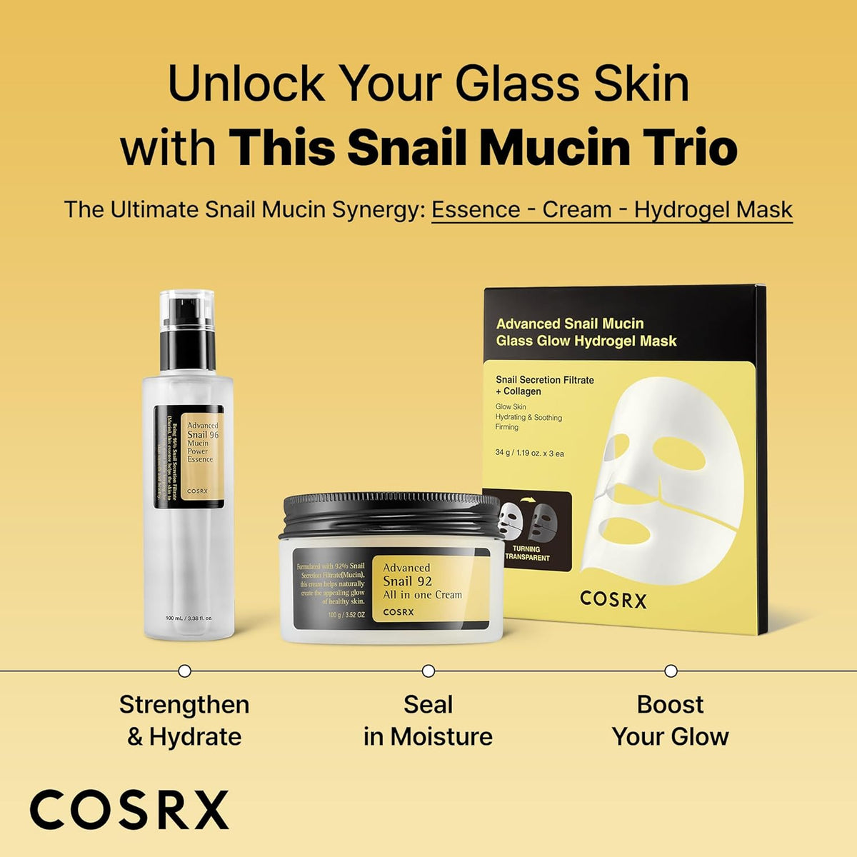 Snail Mucin 96% Repairing Serum for Sooothing & Hydrating 3.38 Oz.
