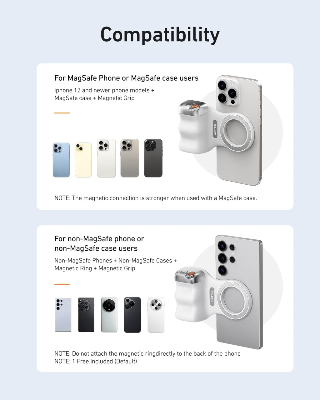 Fun Shot Zoom Magnetic Phone Camera Grip for Iphone/Magsafe/Android