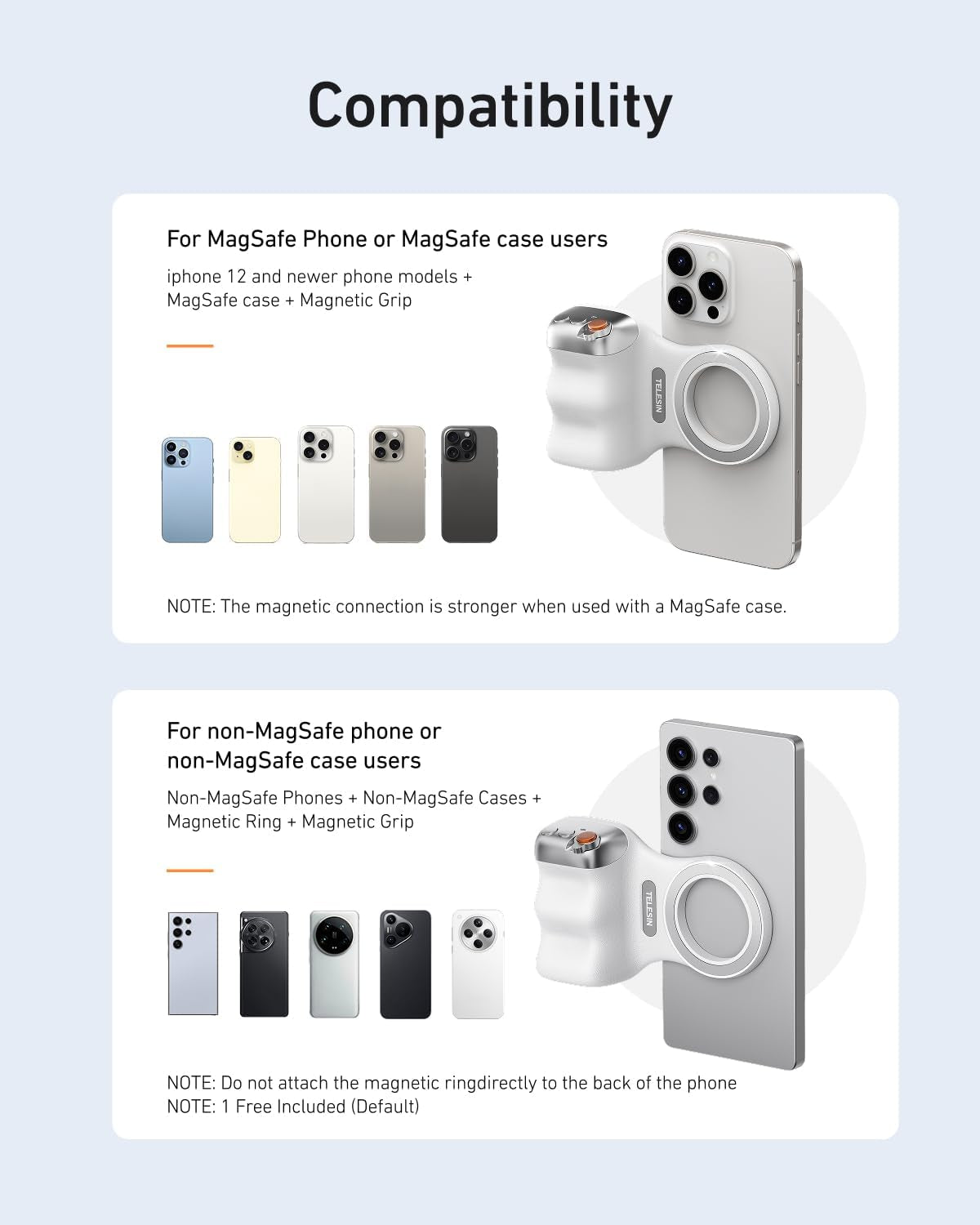 Fun Shot Zoom Magnetic Phone Camera Grip for Iphone/Magsafe/Android