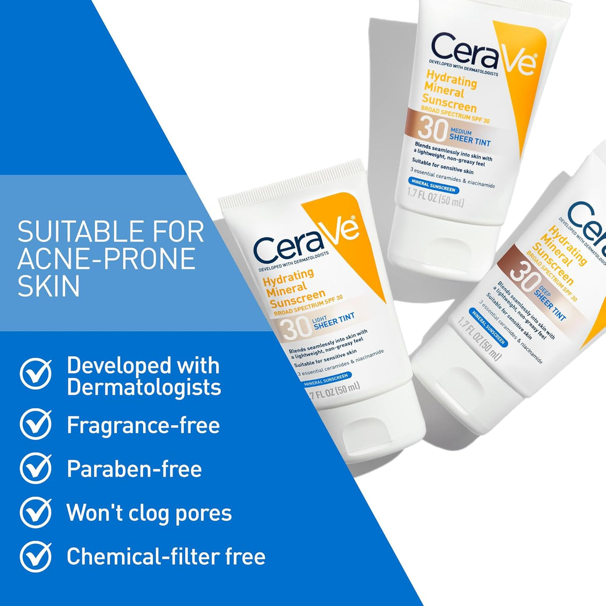 Tinted Sunscreen for Face, Mineral SPF 30 Moisturizer, Light, 1.7Oz