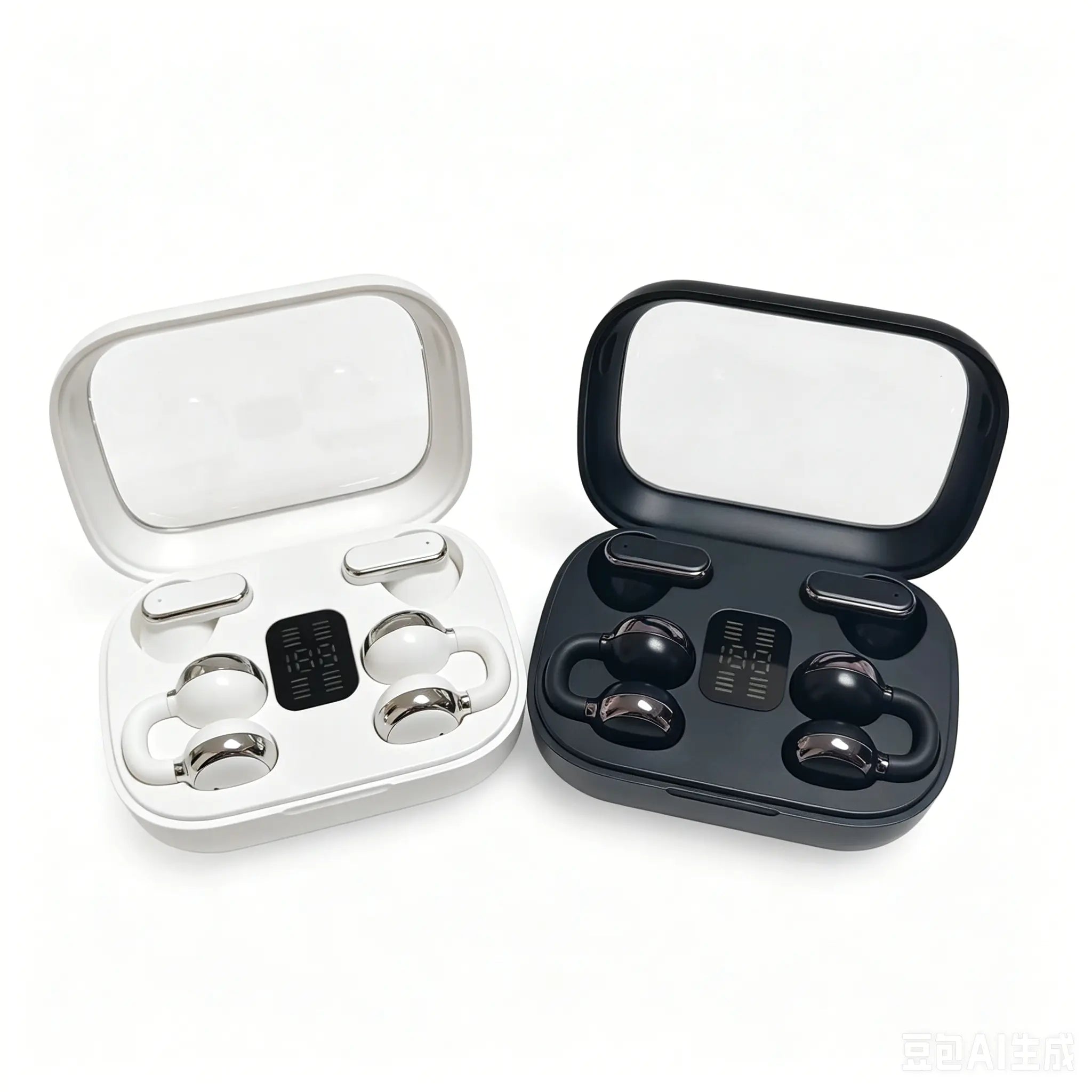 FLUFFDRIP Q10 [2-Pair Pack] Open-Ear Clip-On Wireless Earbuds (4 Units Total) — Mini Bluetooth Headphones with LED Digital Display Charging Case | Touch Controls | Open-Ear Sports Earphones Designed for Fitness & Running#Summerwins #Dealsforyoudays