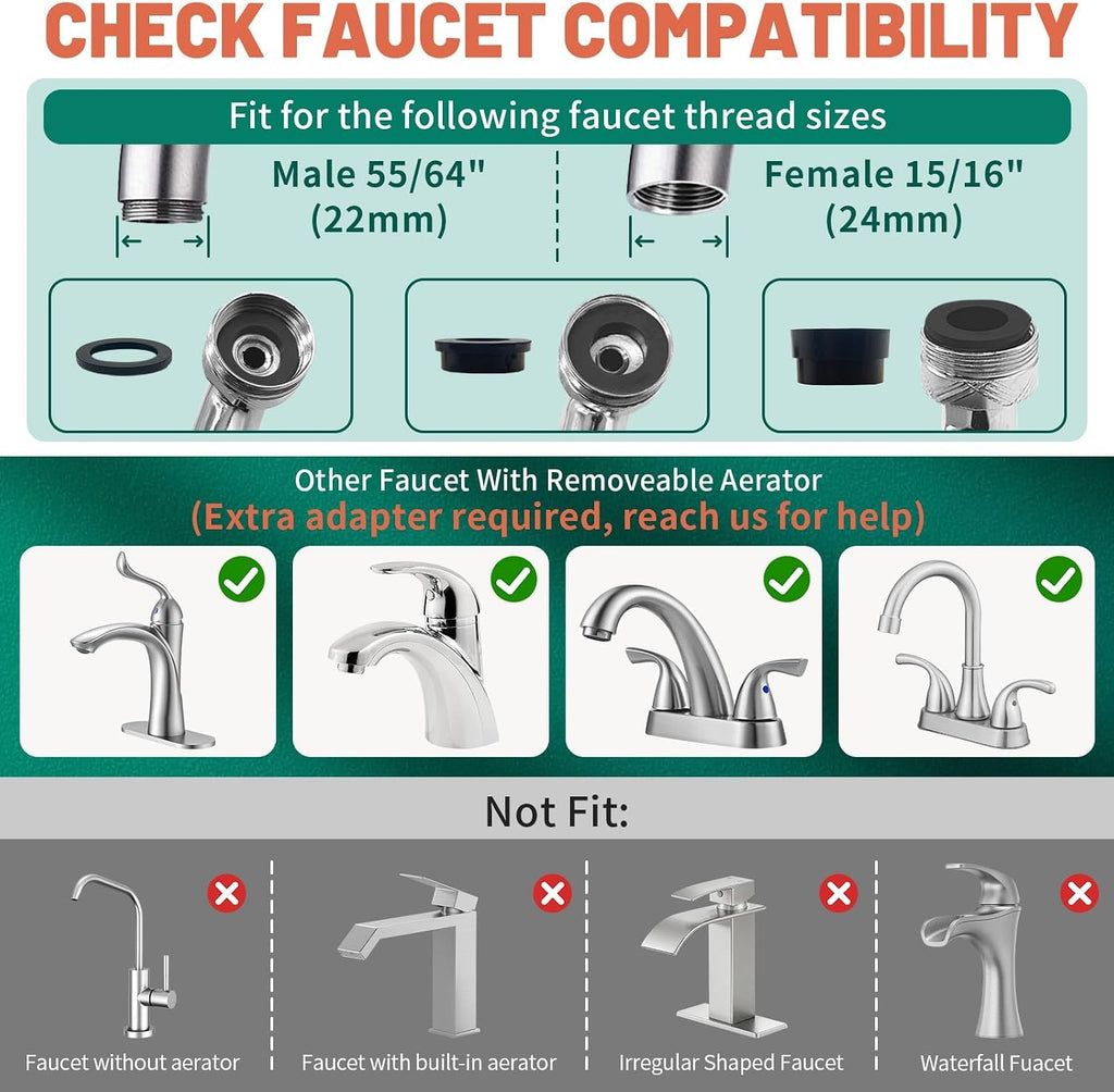 Patented  Swivel Faucet Extender Sink Aerator NSF/ANSI 372 Standard | Bathroom/Kitchen Tap Extension Lead-Free, 1440° Rotatable 2-Mode Water Splash Spray Attachment, Multifunctional Robotic Arm