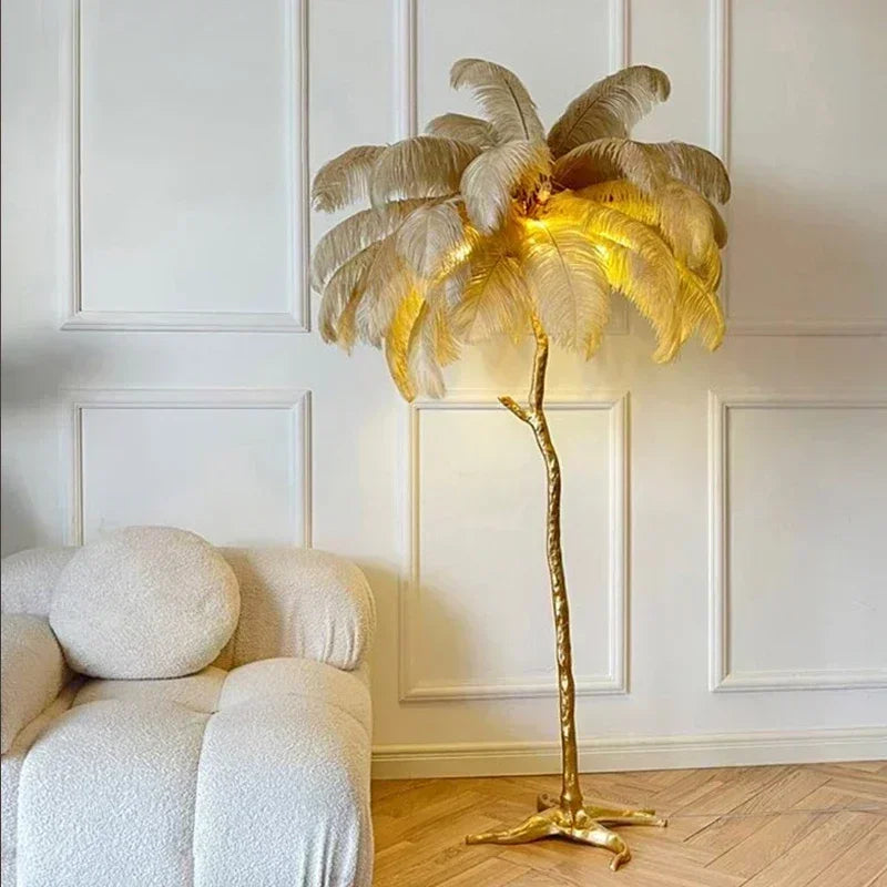 Modern LED Feather Floor Lamp Nordic Ostrich Standing Light for Ins Live Broadcast Room Living Bedroom Sofa Corner Home Decor