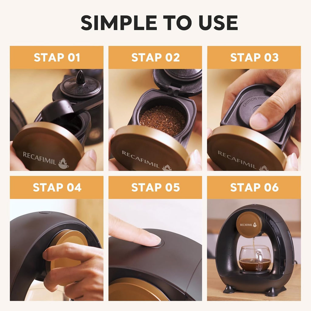 Single Serve Coffee Maker for K Cup Pod and Coffee Grounds /Tea, Fast Brew in 2 Minutes, 2 in 1 One Button Coffee Machine 4-8 Oz Brew Sizes, Stylish＆Compact for Home, Office, RV and Dorm, Black
