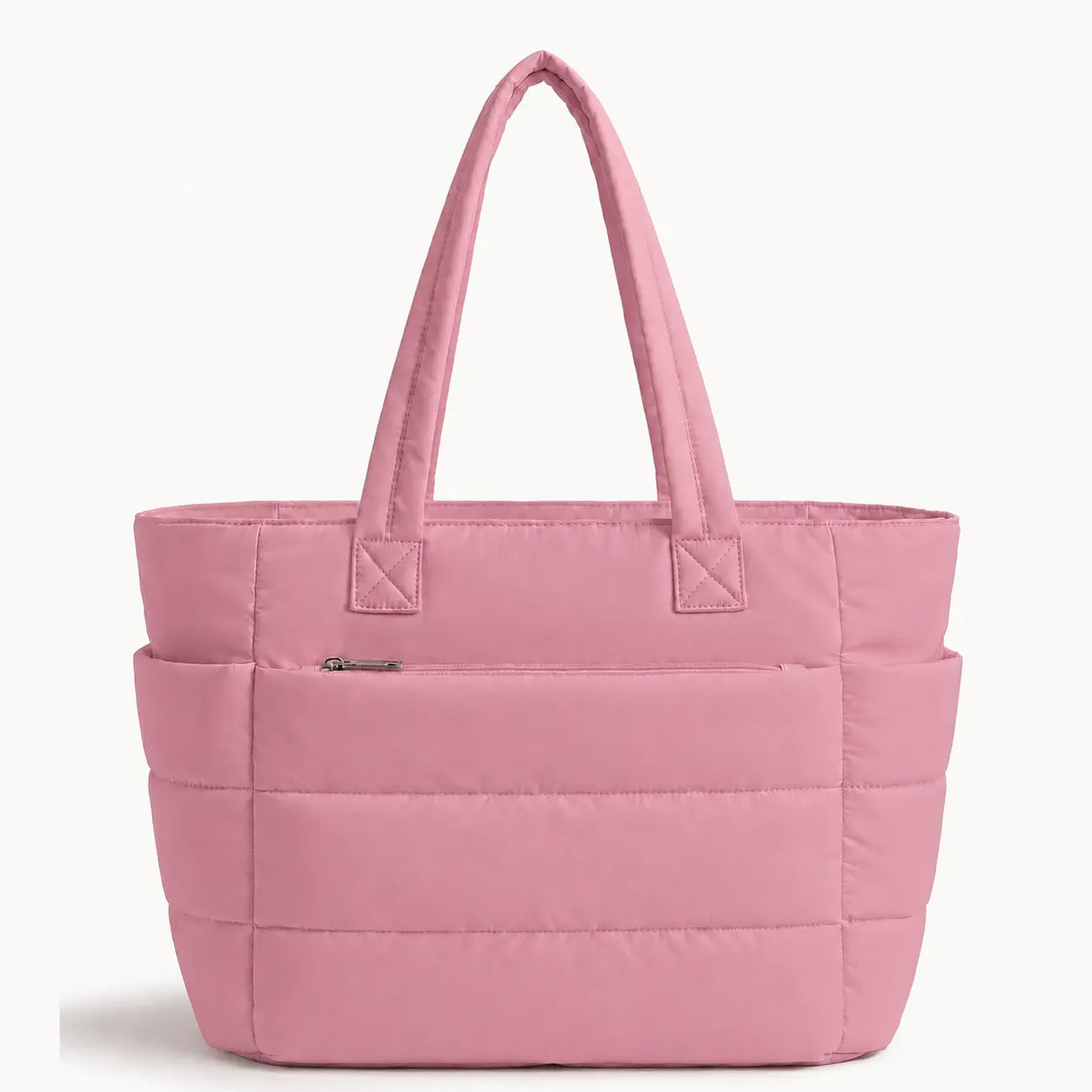 Fiveseasonhome 20L Puffy Quilted Tote Bag for Women, Lightweight Bubble Nylon Laptop Shoulder Bag with Built-In 40Oz Cup Holder & Multiple Compartments, Large Work Travel College Commute Handbag Fits 15.6 Inch Laptop