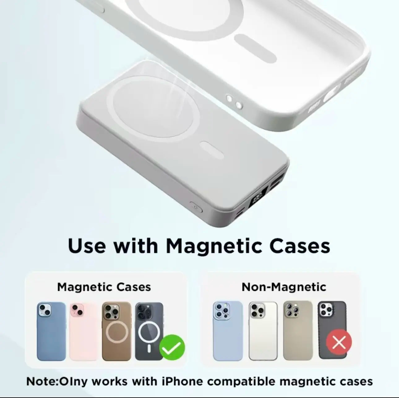 10000Mah Magnetic Power Bank, Portable Wireless Charger for Iphone 12-17 Series (Works With/Without Case) - Travel Mobile Charging Accessory for Iphone 13 & Compatible Devices, White