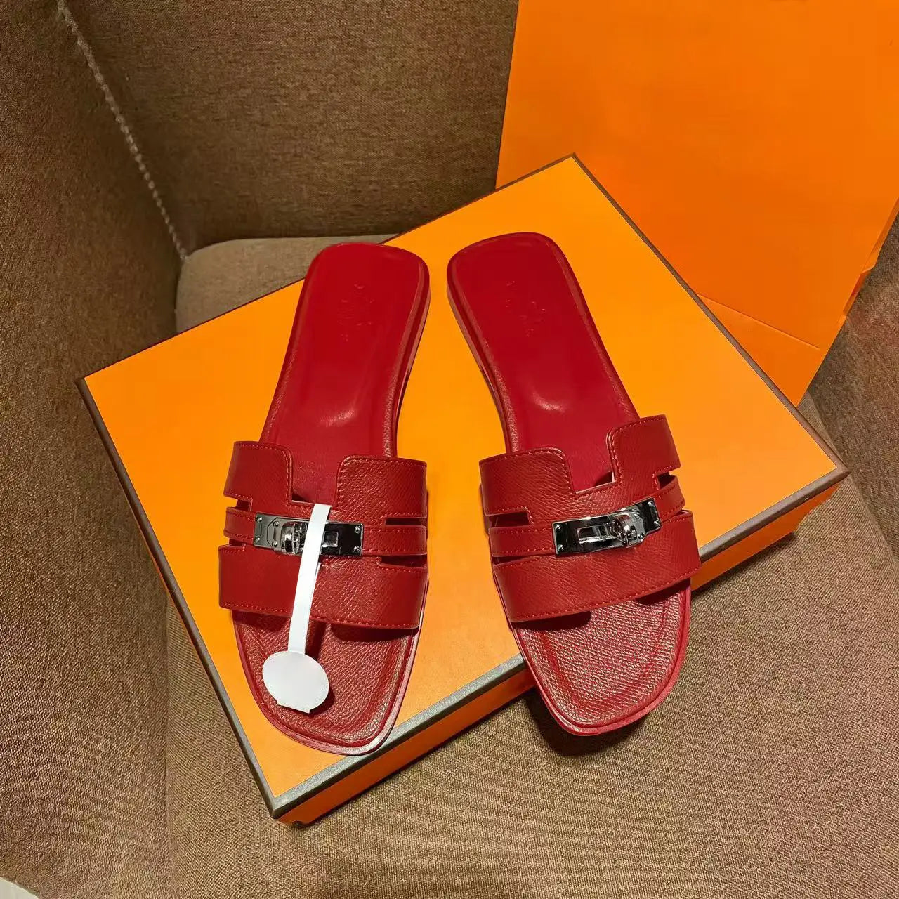 Women'S Flat Sandals with Metal Buckle - Stylish Versatile Spring/Summer New Arrivals Slide Walking Shoes for Girls