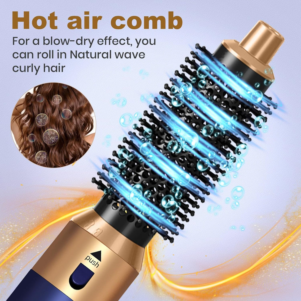 Hair Dryer Brush 5 in 1, Negative Ion Blow Dryer Brush Set -110,000 RPM High - Speed Hot Air Brush Air Styler Curling Wrap Air Curler, Curling Iron Hair Styling Tool for Straight Curl Drying Smoothing