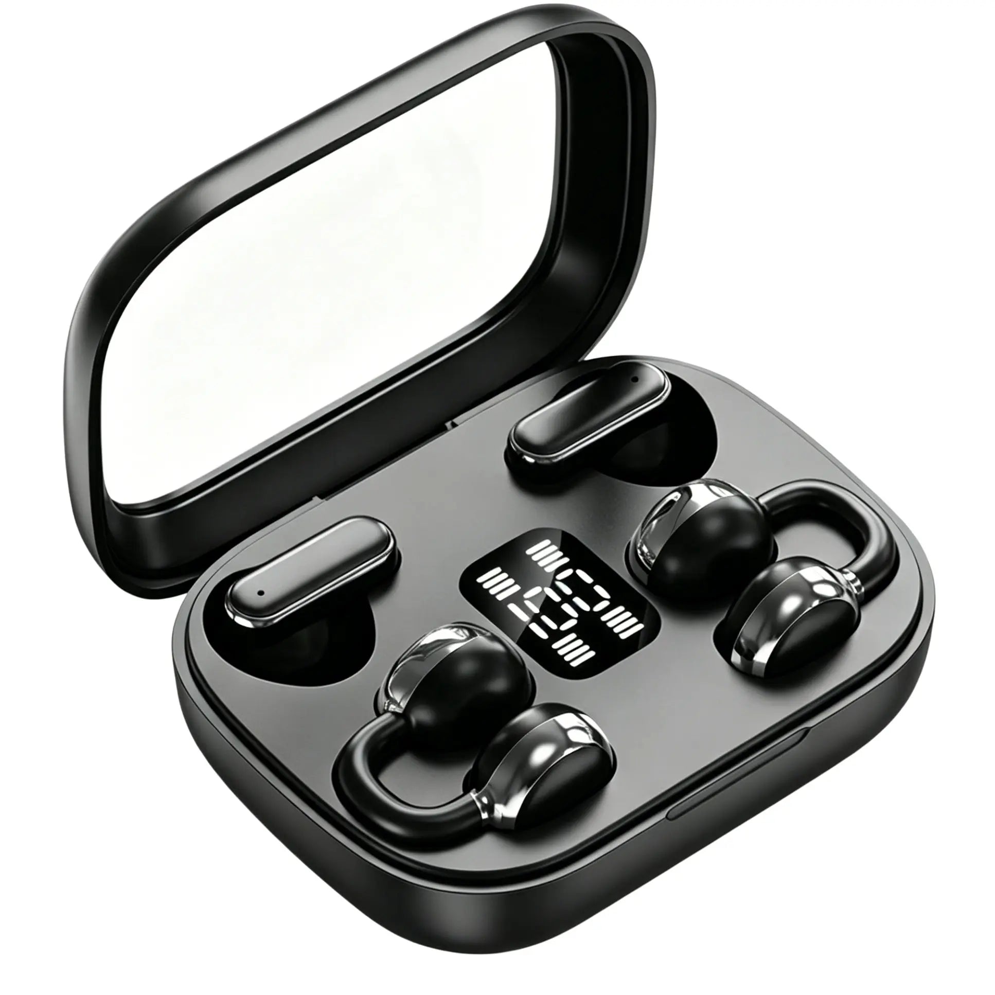 FLUFFDRIP Q10 [2-Pair Pack] Open-Ear Clip-On Wireless Earbuds (4 Units Total) — Mini Bluetooth Headphones with LED Digital Display Charging Case | Touch Controls | Open-Ear Sports Earphones Designed for Fitness & Running#Summerwins #Dealsforyoudays