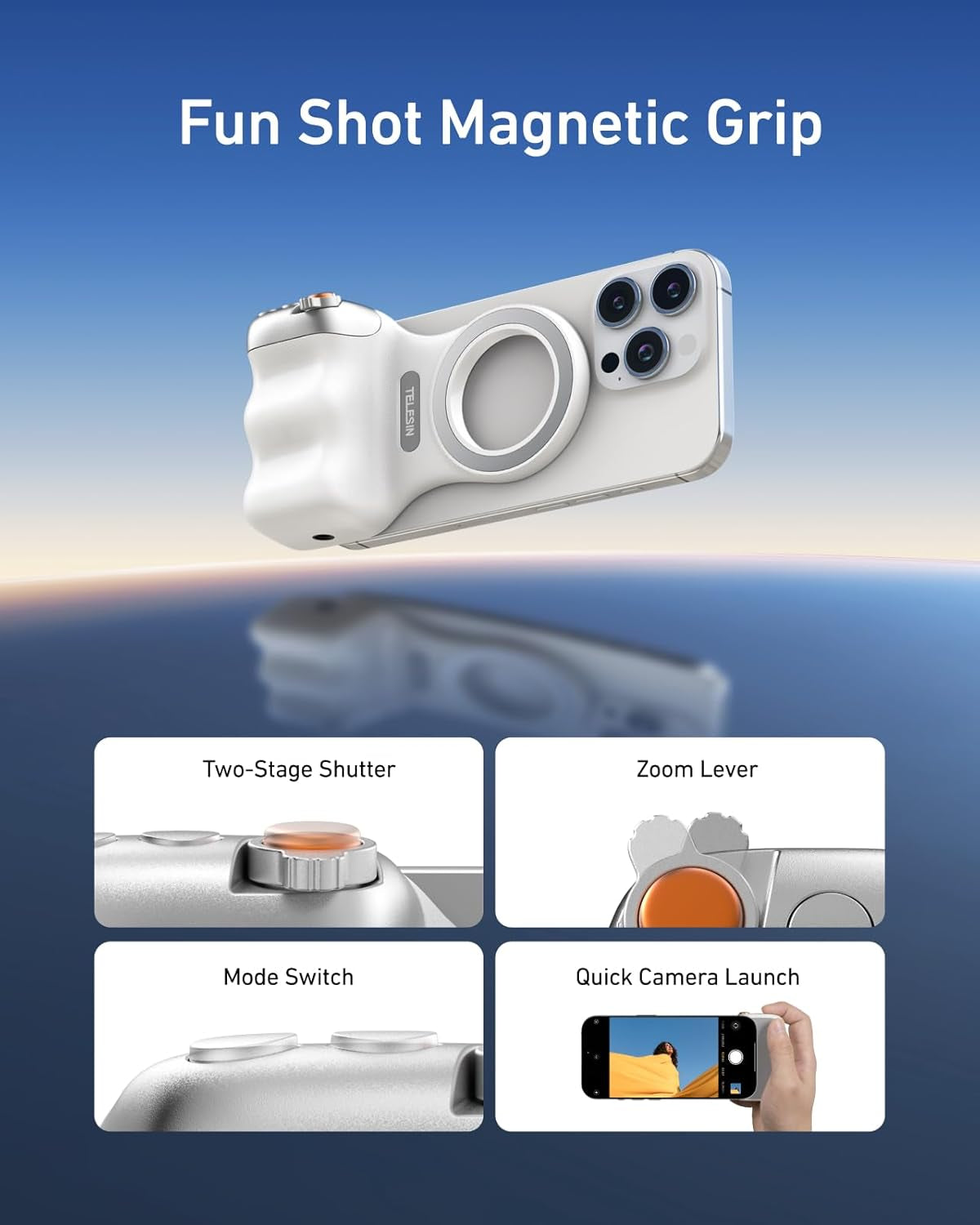 Fun Shot Zoom Magnetic Phone Camera Grip for Iphone/Magsafe/Android